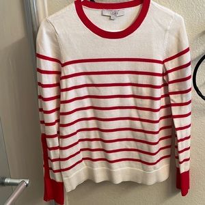 Long sleeve red and white striped sweater from the loft